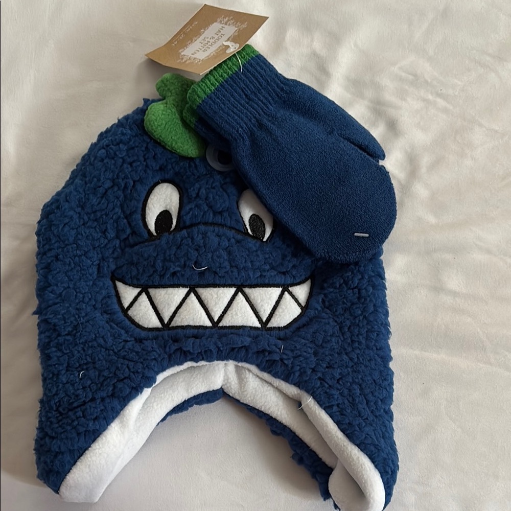 Kohl's Blue and Green Dinosaur Hat with Ear Flaps